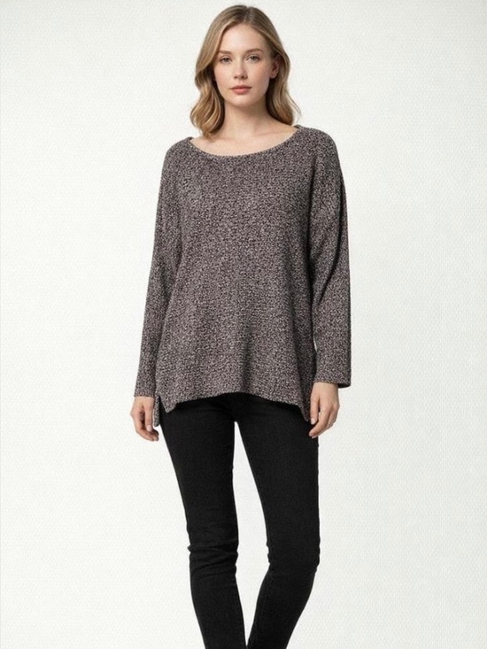 Jones New York Sweaters - Black and White Boat Neck Sweater Drop Sleeve High Low Hem Size Medium